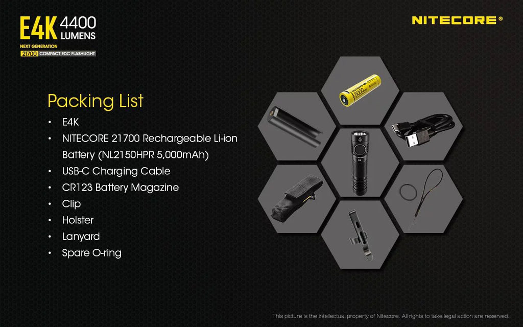 4400 NITECORE Lumens w/NTK05 - Small Next Knife E4K Folding Flashlight generation Combo: