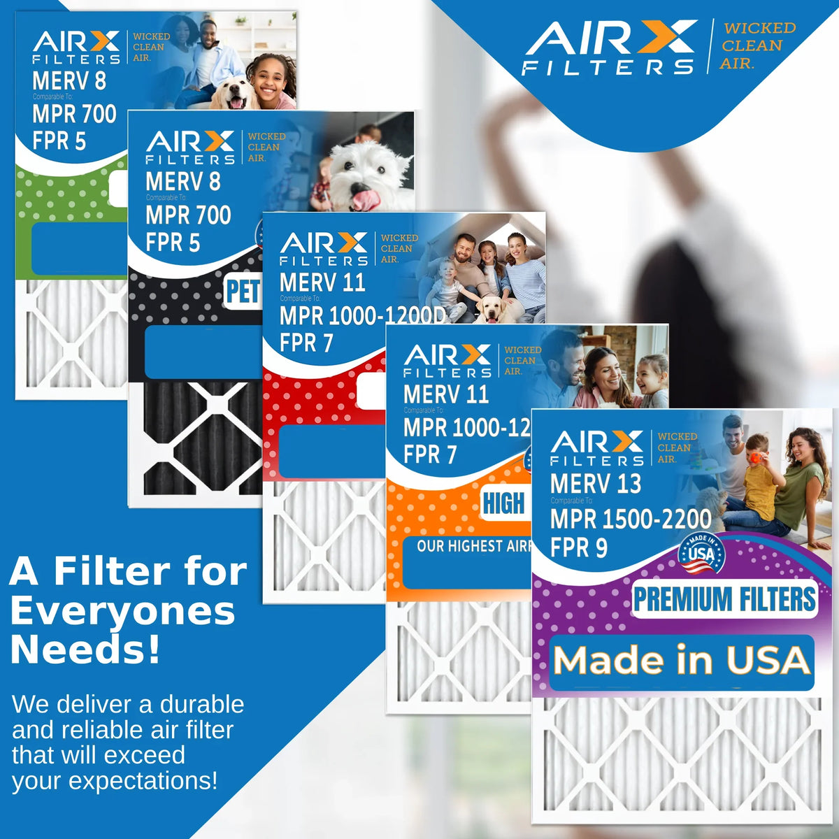 12x24x1 Air Made USA Filter Electrostatic 4 8 12x24x1 to AIR. 5 Filter Premium MERV by Furnace HVAC FILTERS Air FPR Filters WICKED 700 Conditioner Pack & AC AIRX Comparable Pleated MPR CLEAN