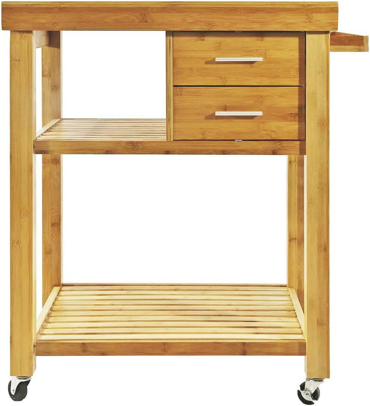 Butcher Prepping Casters, Shelves, With Island Bamboo Locking Rack, Kitchen On Cart Wood Towel Cart Wheels, Block Rolling Drawers Trolley Food