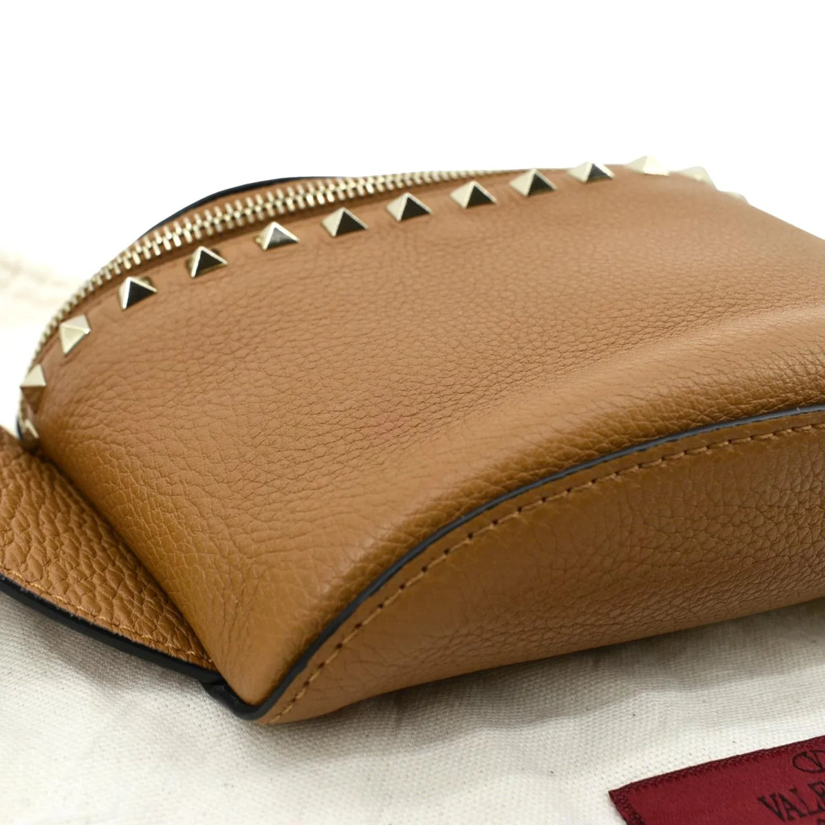 Camel Pre-Loved Spike Belt Bag Leather VALENTINO