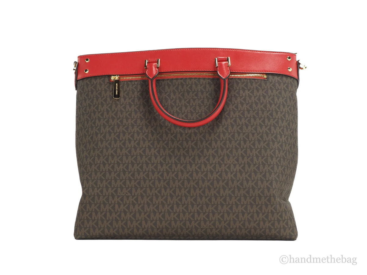 Flame Zip North Signature Michael Handbag Top Travel Kors Pvc Tote Large South