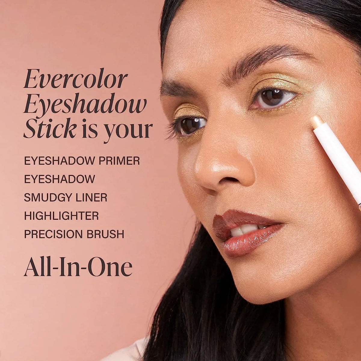 Mally Eyeshadow Cream Formula and Easy-to-Apply Stick Beauty Color - Stick Shadow Fierce Shimmer - Waterproof - - Evercolor Crease-Proof Buildable
