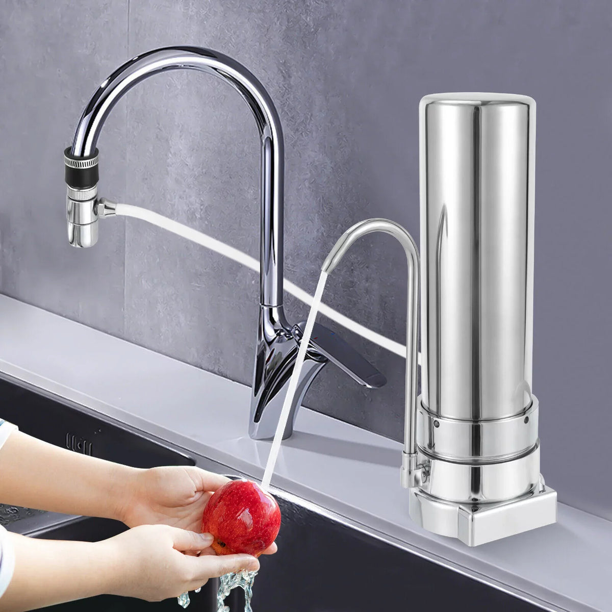 System Sink Tap Stainless Filter Filter Filtration liquid Silver Countertop Drinking