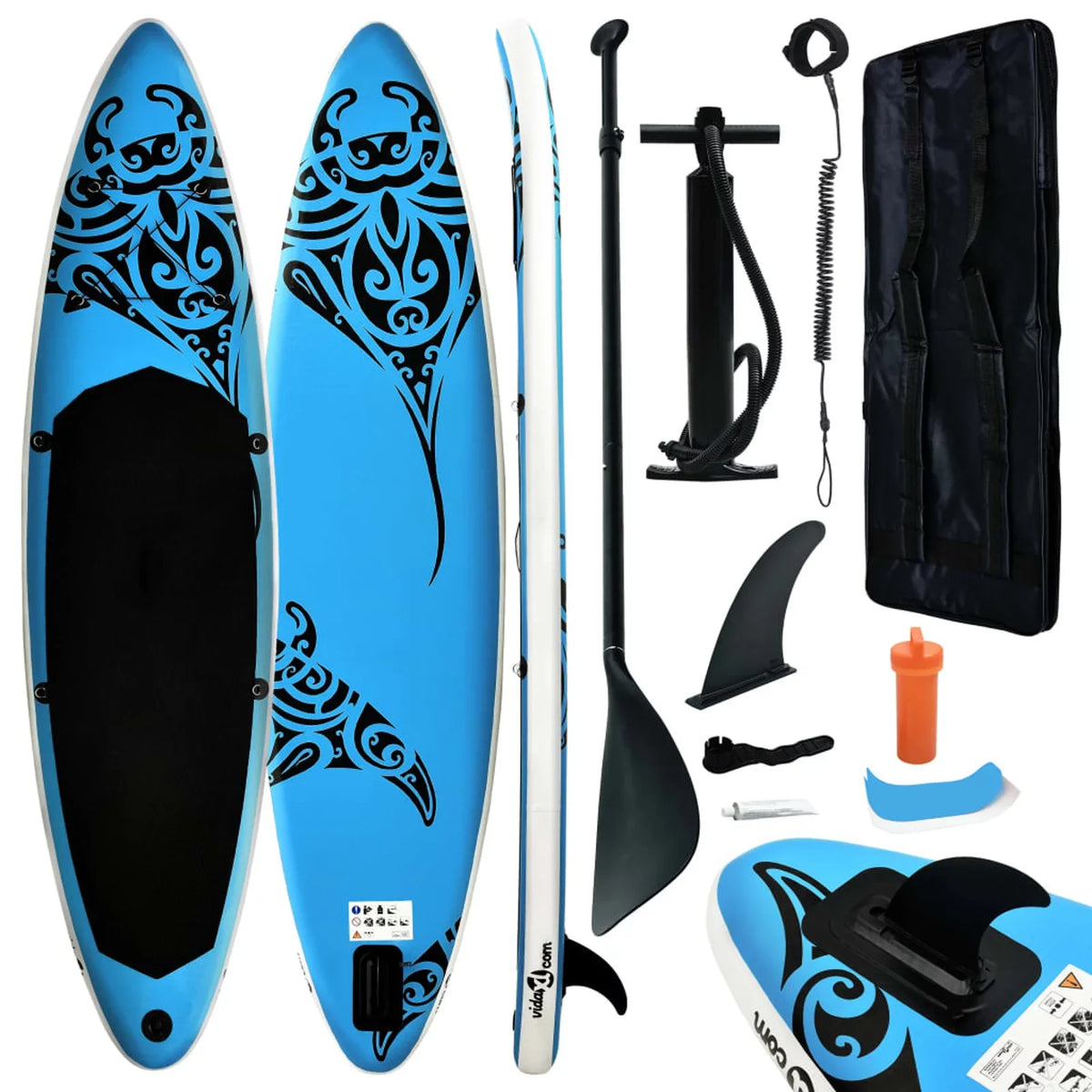 Inflatable 120.1"x29.9"x5.9" Paddleboard Blue Set Walmeck