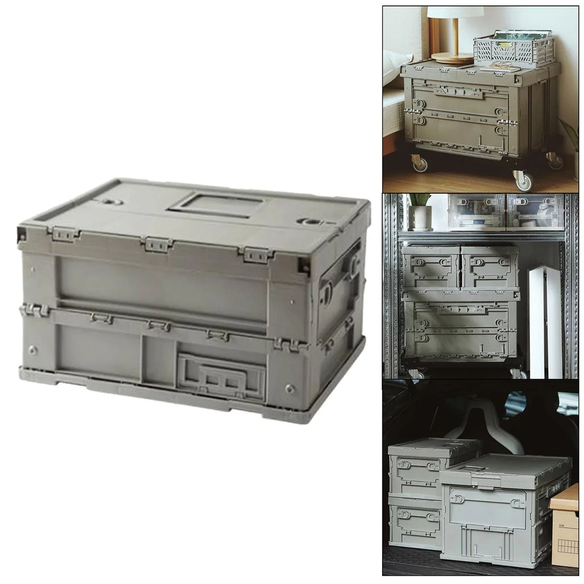 Storage Versatile Storage Containers Storage 41x29.5x22cm Box Trunk Gray Crate Collapsible Bins Organizers Green, Multifunctional
