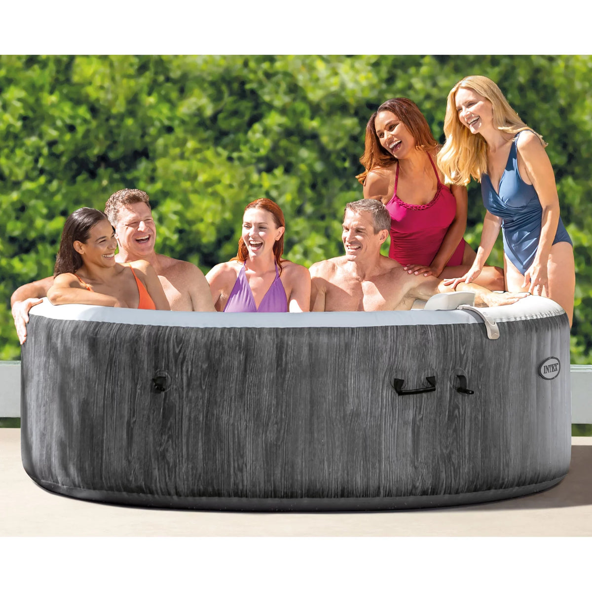 Inflatable Spa Greywood Jet Tub w/ Bubble Hot Intex Accessory Tray PureSpa