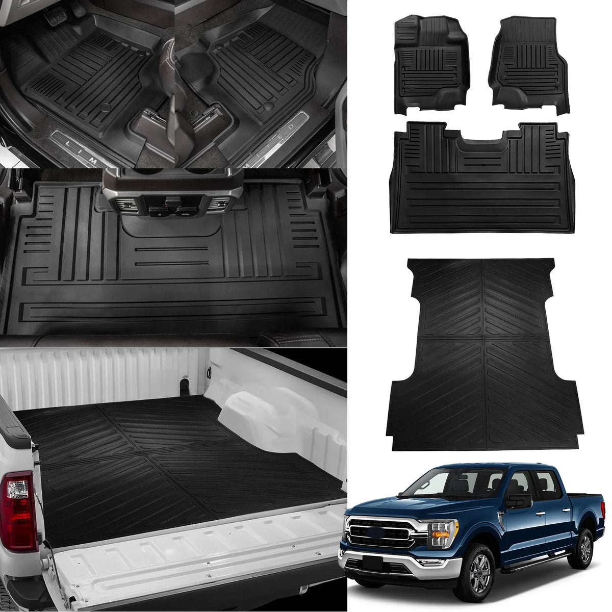 Fit Storage) Flat 2015-2024 F-150 Bed F150 Liner Mat Truck Lightning Cab Fold Long SuperCrew Bed 6.5Ft (Fit W/O