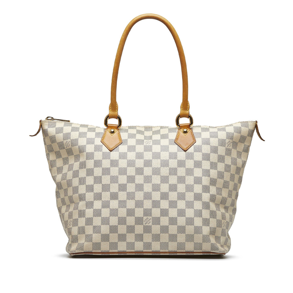 White Damier Azur Pre-Owned MM Authenticated Unisex Tote (Good) Canvas Saleya Bag
