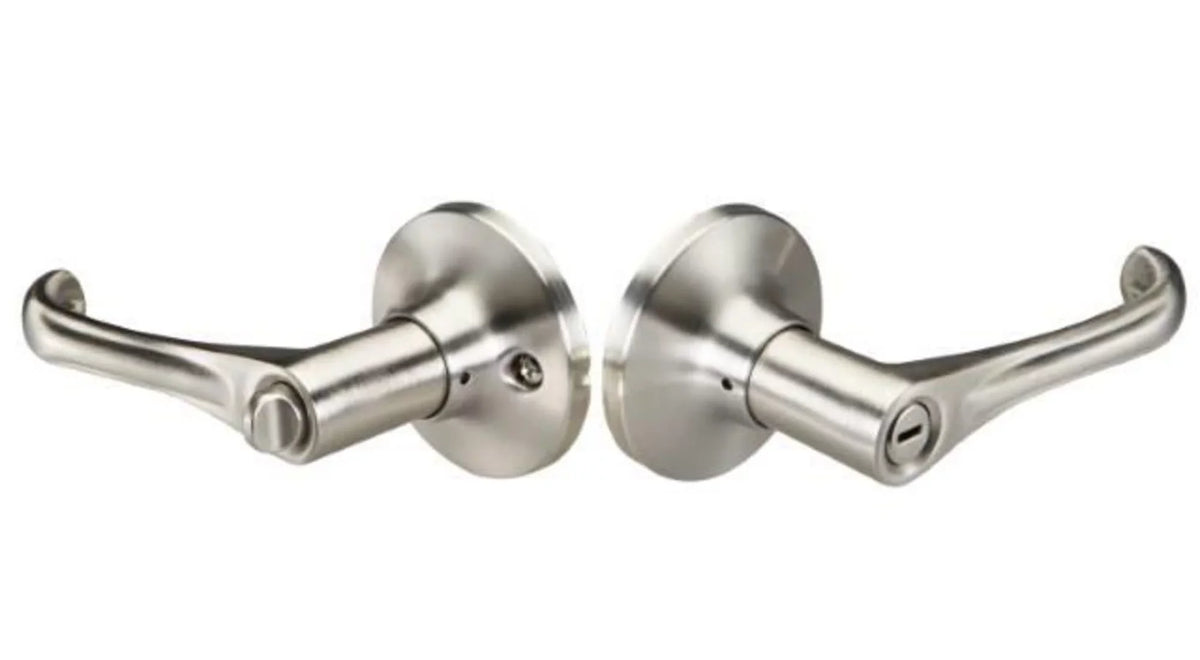 Residential Button Privacy YR21WD619 Edge Lock Satin Lever, Nickel Wando Turn Yale with