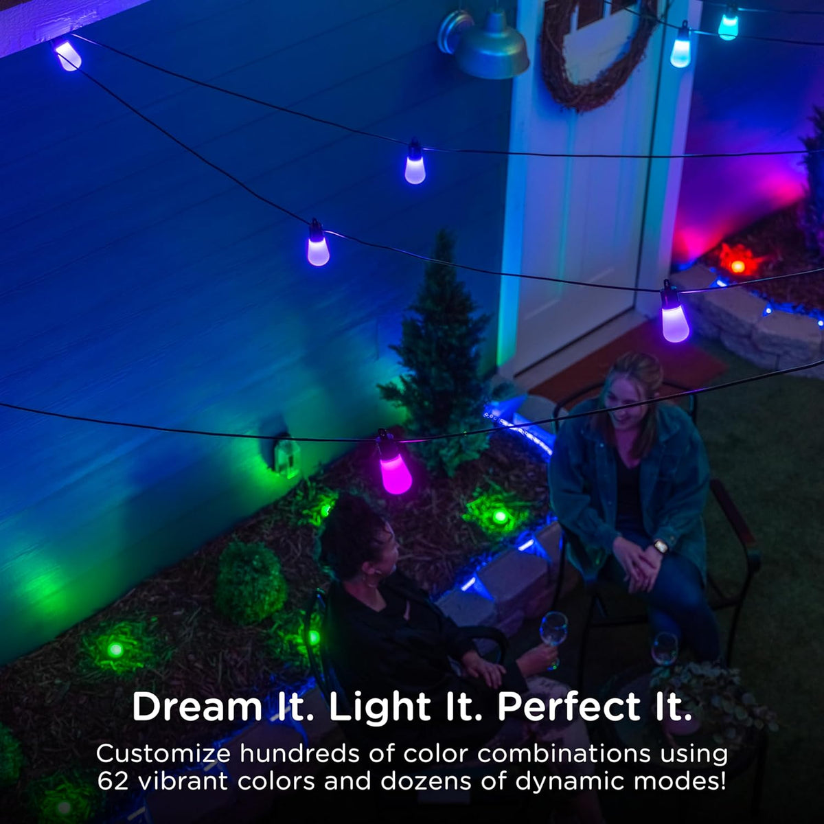 Lights, Color Control, Lightweight String String Customizable, Lights, Changing YANRUI Smart RGB Weatherproof, exterior Wi-Fi ft, Patio Dimmable 96 LED App 30 Lights, 79617