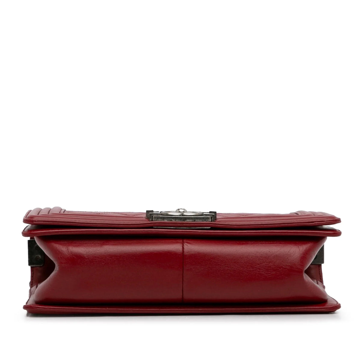 Lambskin Crossbody Unisex (Good) Authenticated Medium Pre-Owned Boy Bag Flap Red Leather Bag