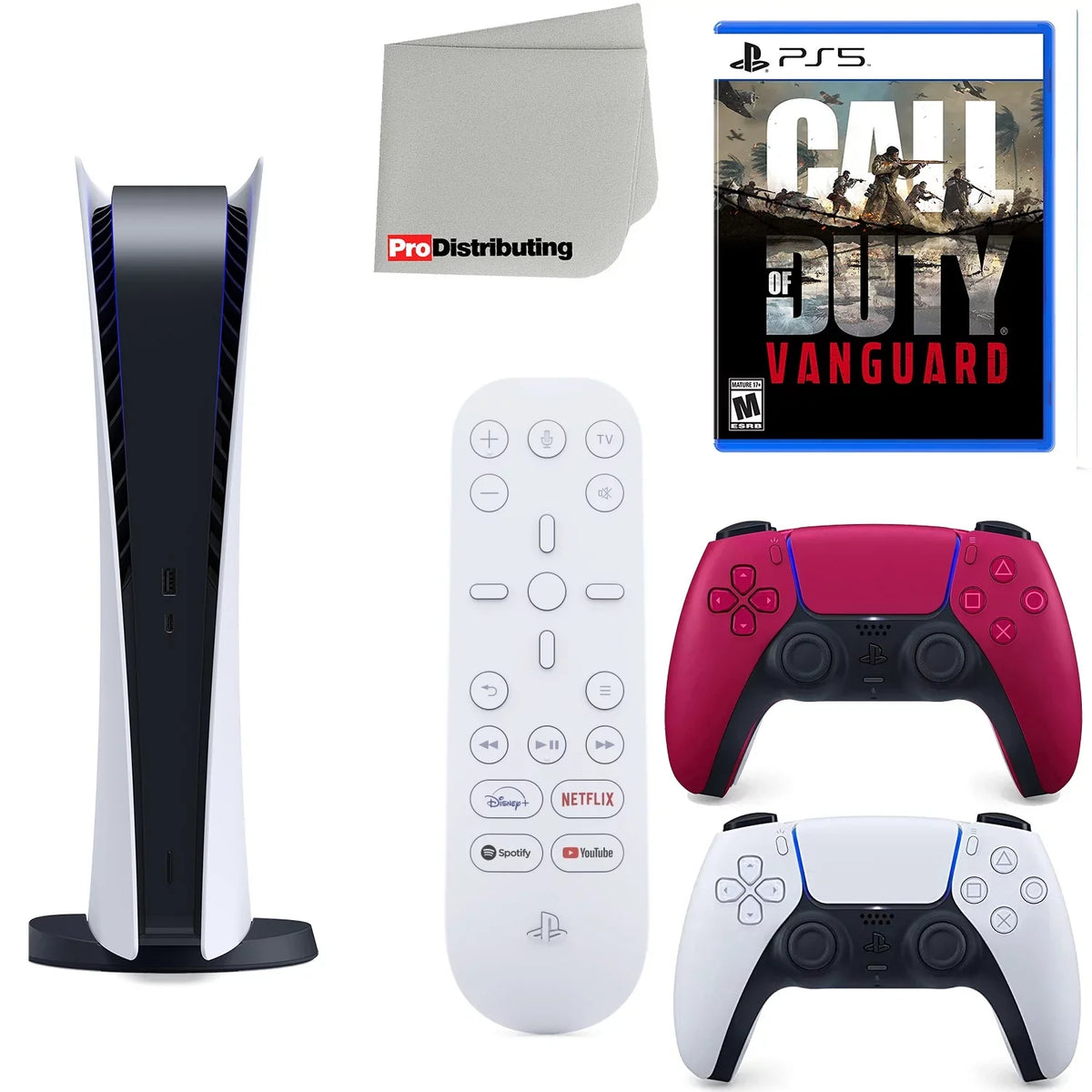 Version Vanguard, Remote, Cleaning Controller, Extra Playstation Cosmic Cloth Media Duty: 5 Call Bundle Starter with Microfiber and ( Digital) Red Digital Kit PS5 Accessory of