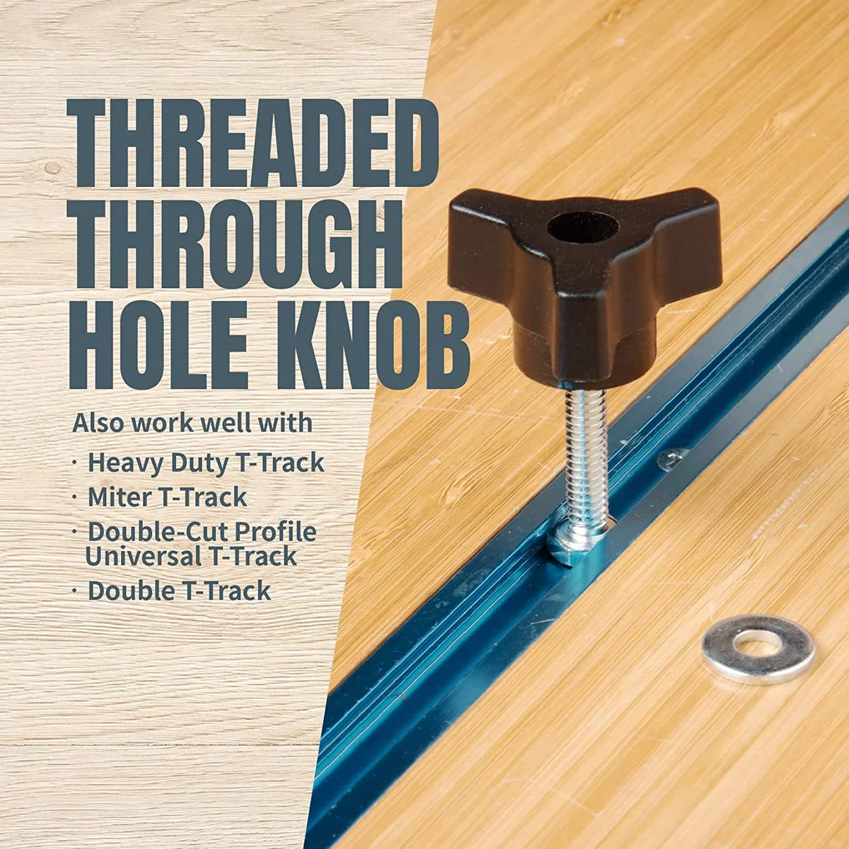 Track 1/4-20 (71846) Kit x Hold 2x5-1/2" 10) Track Fixtures and w/Hold Kit, Down of Clamps, T Hex Washers, Accessories POWERTEC Track for T L Bolts Clamps, Down 1-1/2" and Woodworking Jigs Knob T (Set