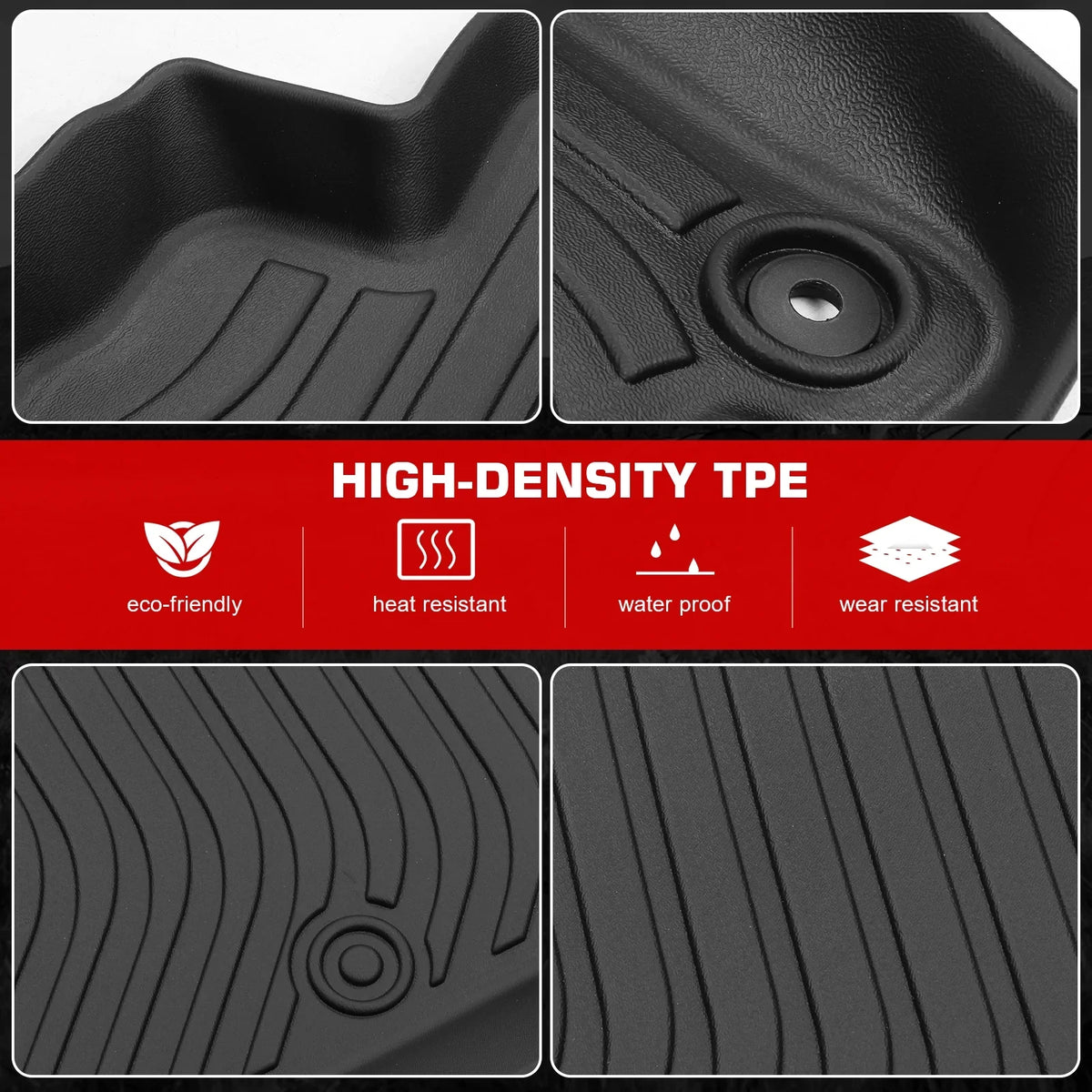 With 2nd Toyota Floor Mat climate 2023-2024 Motorsports Liner Protector , Plastic All Front TPE Prius Black Carpets 1st Ikon Row Mats 3D & Thermo 4PC Trunk Rear Compatible Molded Elastomer Pad