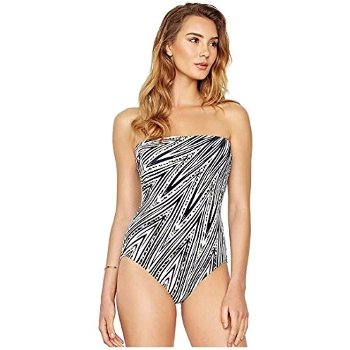 Gottex Women's Piece Swimsuit One Black/White Bandeau (10-Medium)