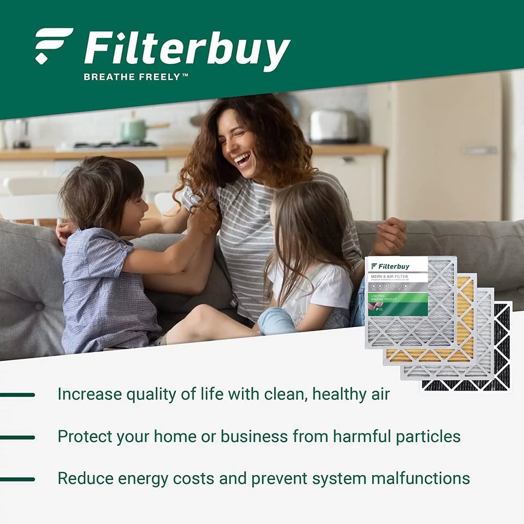 Filterbuy Furnace Pleated AC HVAC Filters (3-Pack) MERV Air 12x24x4 8