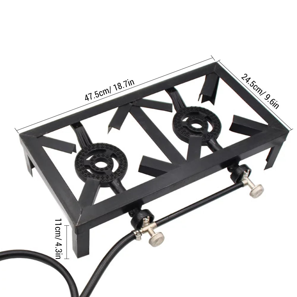 Reliable Camping Iron Furnace Double (Standard), Durable for for BBQ Anself Cooking Cooking Patio Gas Cast and Stove Needs Propane