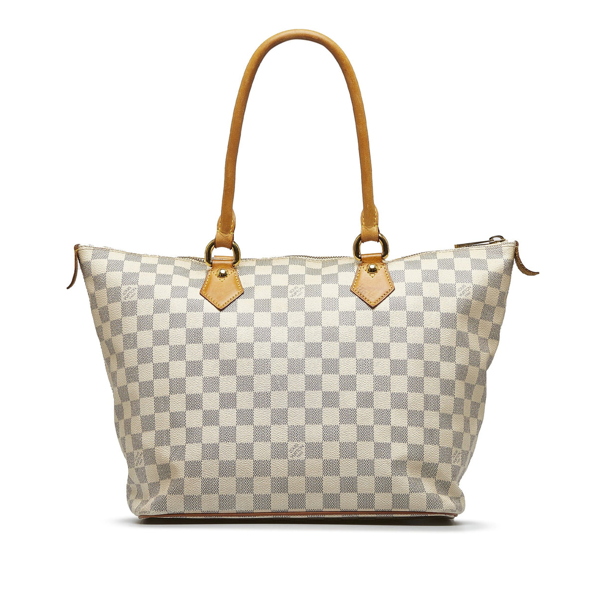 White Damier Azur Pre-Owned MM Authenticated Unisex Tote (Good) Canvas Saleya Bag