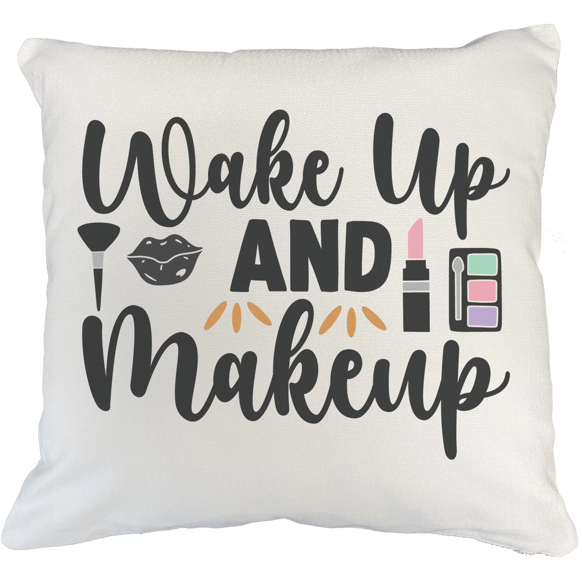 Cover, Pink Brush, Pillow Gift Makeup 20X20 Lovers, up Merch White & IN Eyeshadow Lipstick Makeup Lip, Makeup - Beauty Cosmetologist, Themed for Wake or Artist & Powder Design for w/ Palette