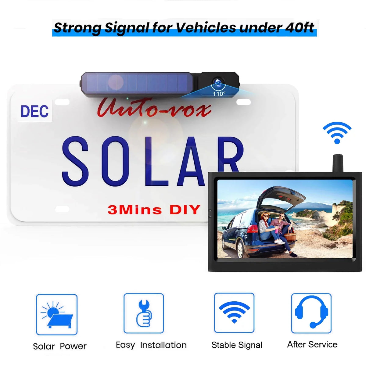 CamperVans,Trucks Rear Reverse Auto-Vox View Camera, Solar Trailer System for Camera Camera Observations Backup Monitor Highway Wireless with Digital Travel RV