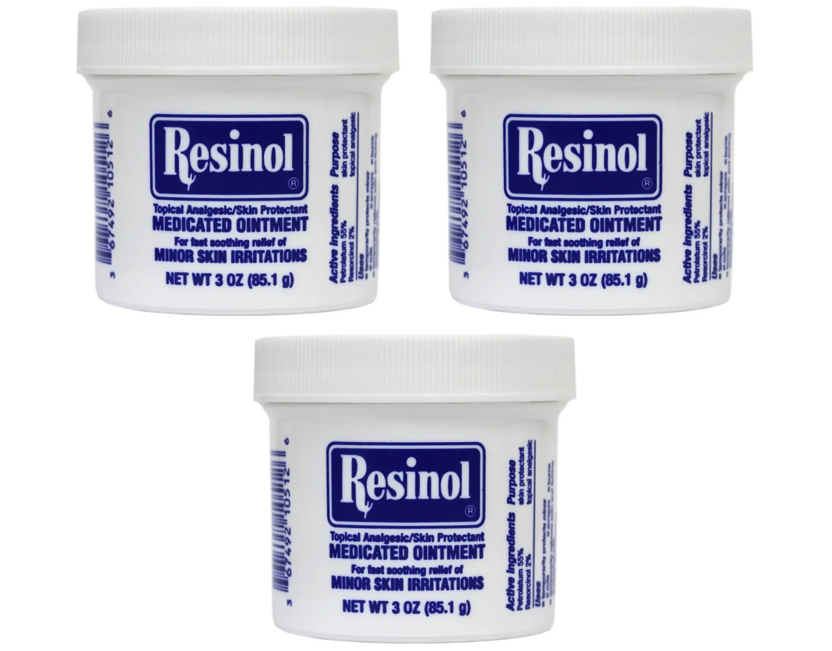 3 Ounce Relief and Medicated Resinol Protection Jar - Pack Irritations, Ointment 3 And Rashes Itch For Of Skin