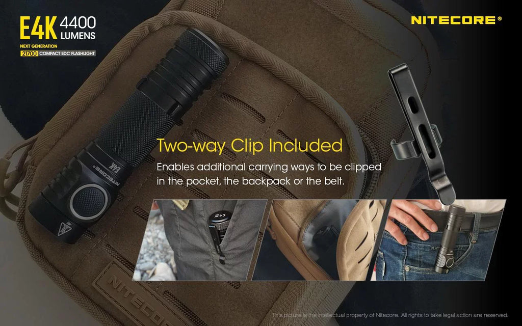 4400 NITECORE Lumens w/NTK05 - Small Next Knife E4K Folding Flashlight generation Combo: