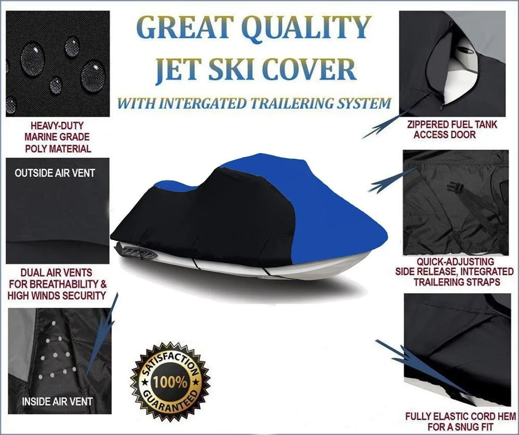 1998 / Kawasaki Ski BLUE 2000 for DENIER Watercraft Jet 900 2003 HEAVY-DUTY, 2005 600 BLACK 2002 STX 1999 2001 2006 Compatible 1997 Cover 2004 Cover