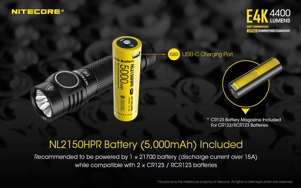 4400 NITECORE Lumens w/NTK05 - Small Next Knife E4K Folding Flashlight generation Combo: