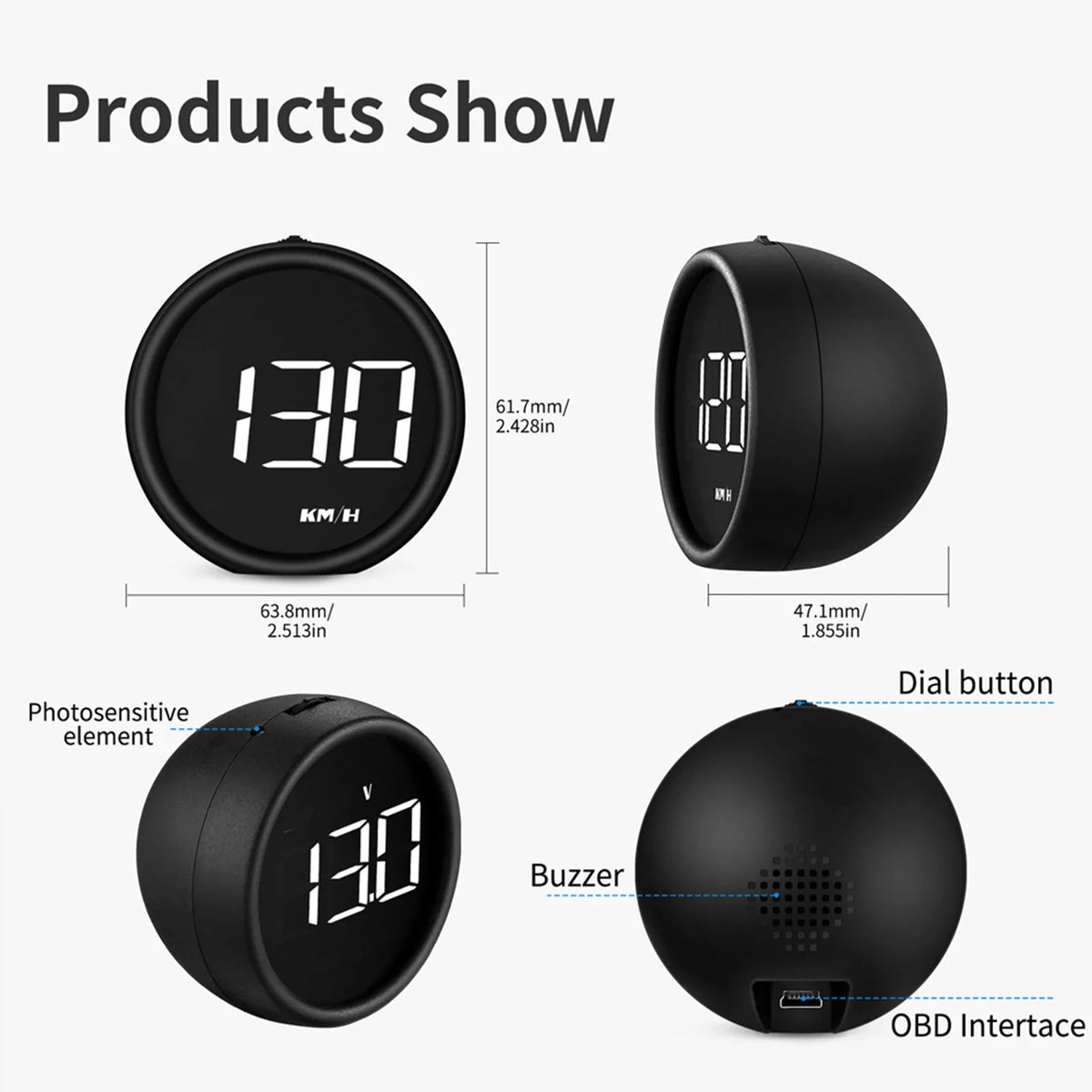 HUD Speedometer for Diagnostic Detector Car Display Safe Head-Up OBDII Driving Moobody