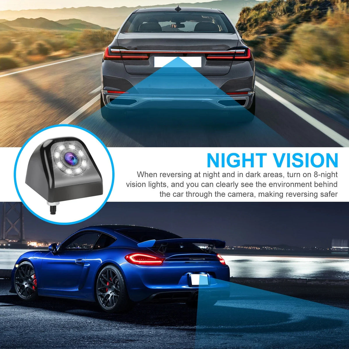 Parking Reverse Backup Rear Camera HD 170° View Vision 8LED Night Waterproof Car