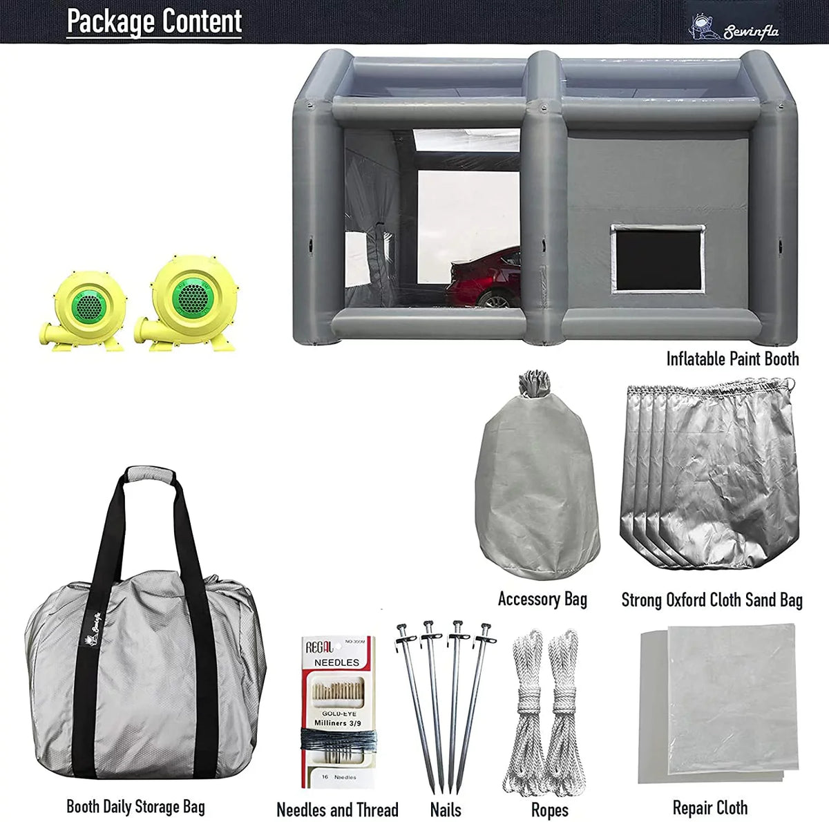 23x20x14.5Ft Paint Booth Inflatable Booth with Painting Spray Sewinfla Blowers Portable Inflatable Professional Booth Car