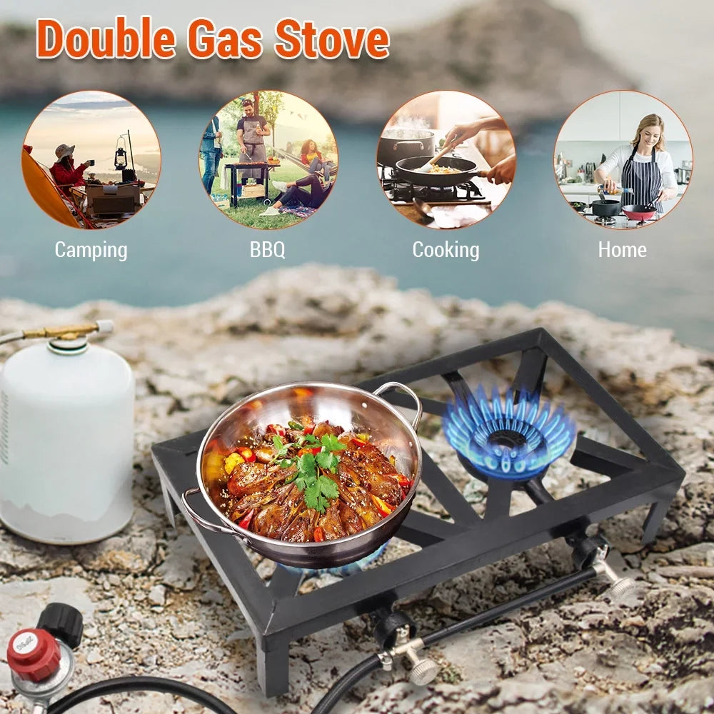 Double for Cast Stove Nebublu Gas Cooking BBQ ( Standard) Propane Patio Iron Camping