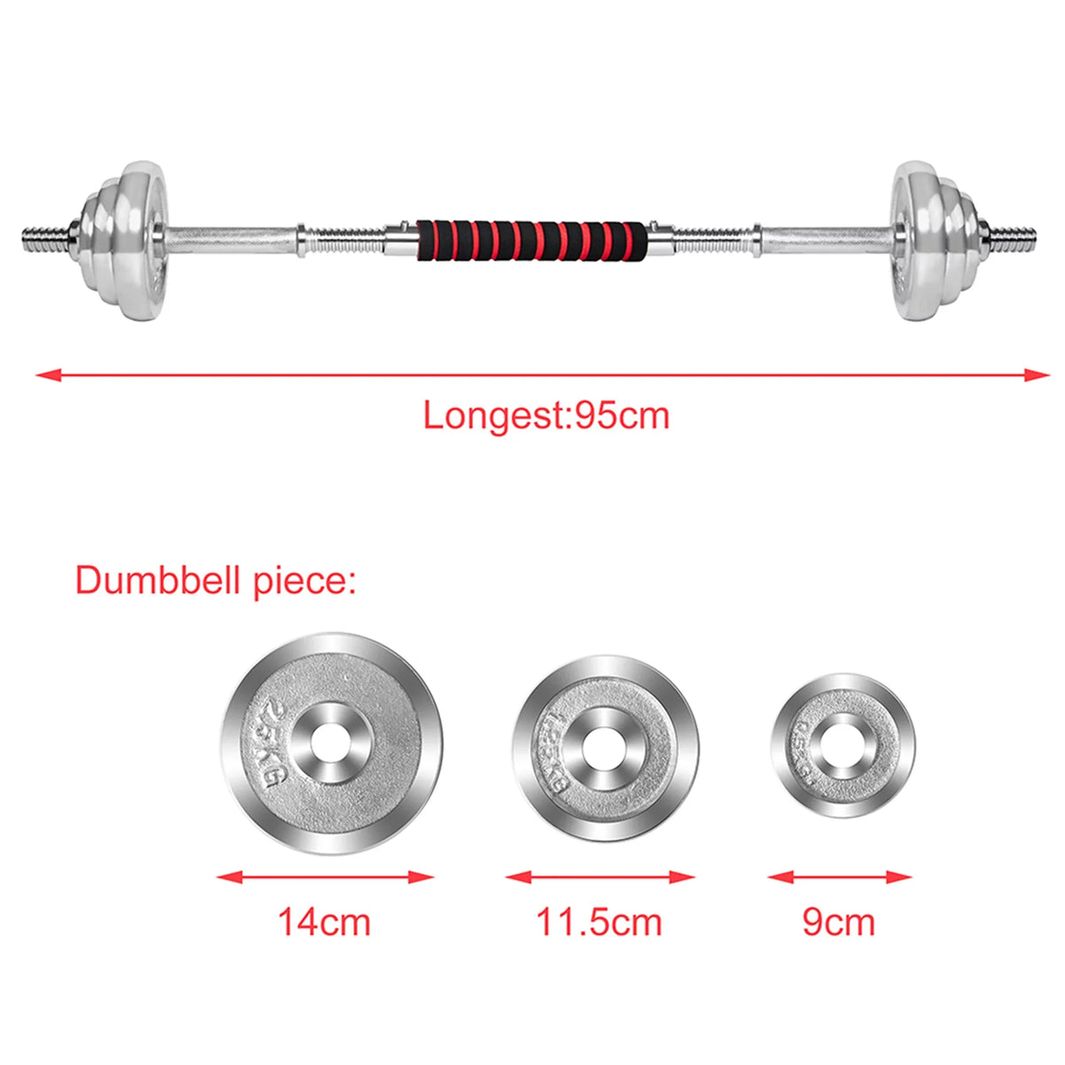 Dumbbells Adjustable Fitness 66LB Detachable Weight Gym SAYFUT Household for Silver Dumbbell Barbells Set Exercise,