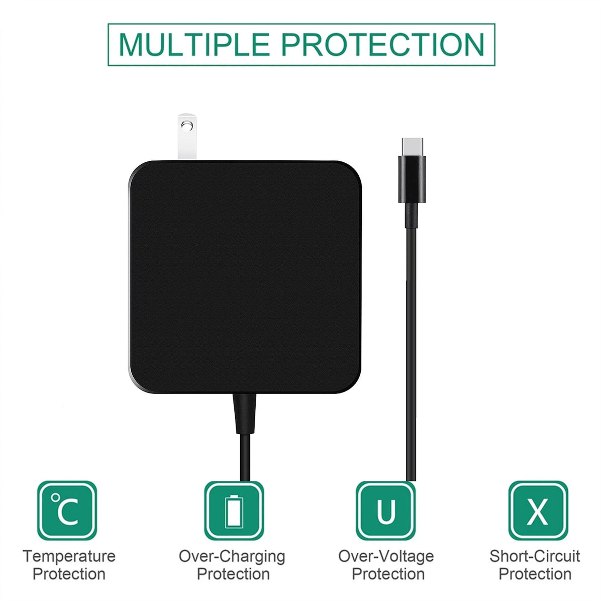AC Cord Charger K-MAINS PSU Latitude Replacement 65W 2-in-1 Adapter Power USB-C for 7285 7390