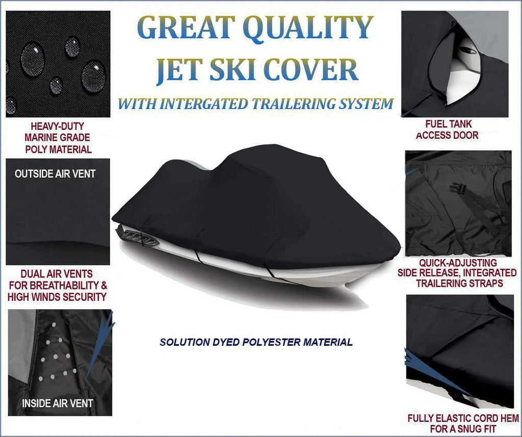 BLACK Compatible Bombardier SKI PWC Sea-Doo XP Doo Seater Sea Cover JET 1992 580 600D for 1-2